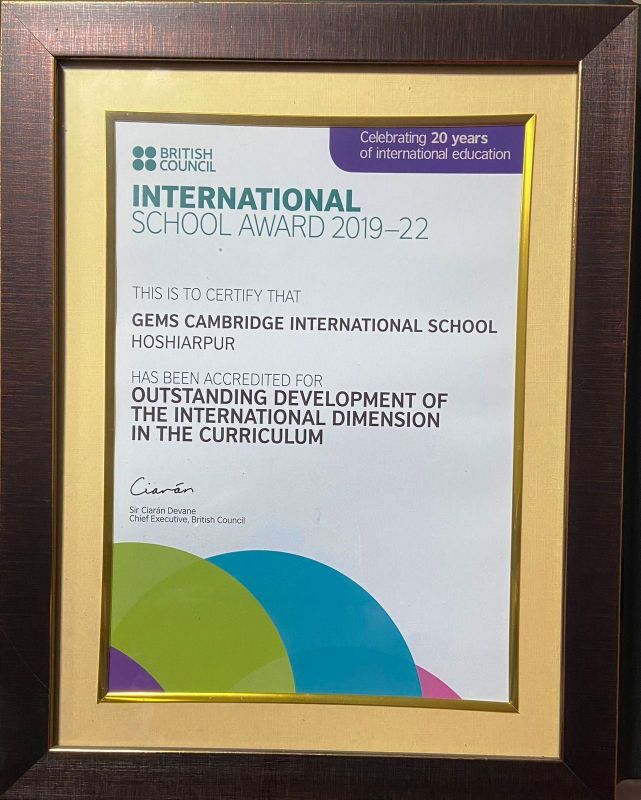 British Council International School Award to GEMS Cambridge, Hoshiarpur