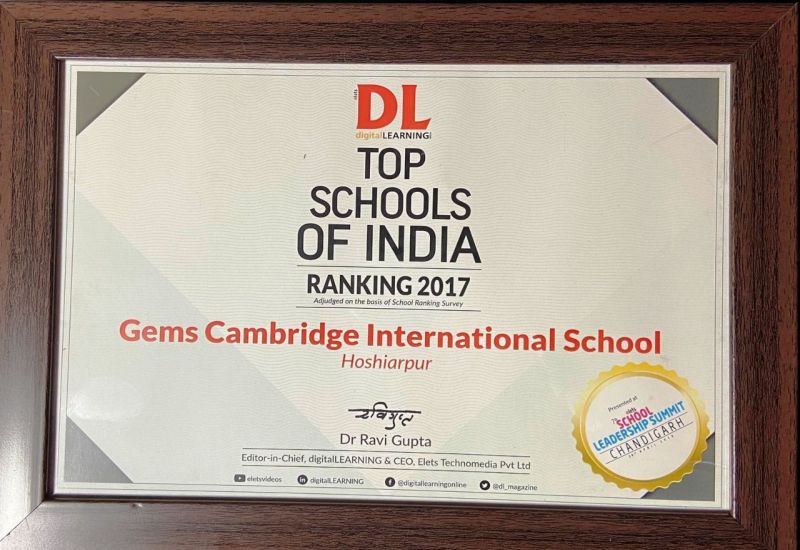 DL Top Schools of India Award to GEMS Cambridge, Hoshiarpur